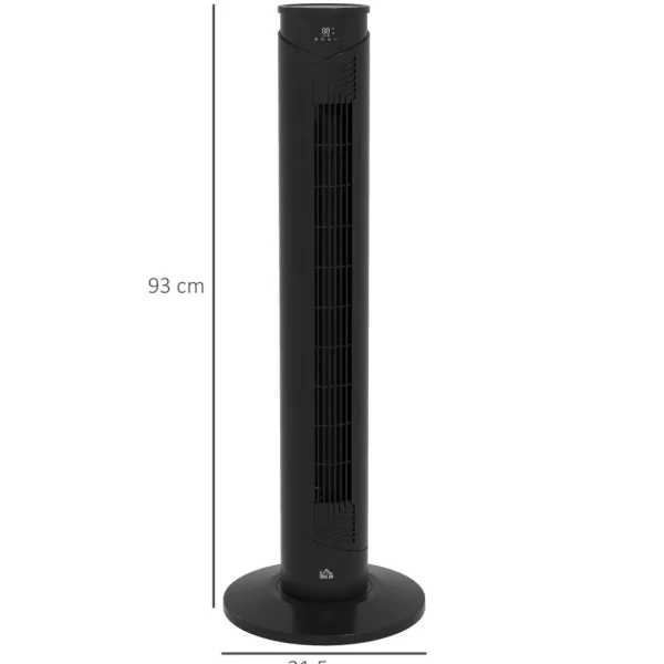 Ventilateur colonne tour oscillant 45 W silencieux télécommande incluse timer 4 modes 3 vitesses filtre noir