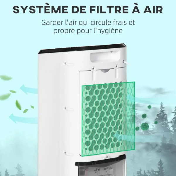 Ventilateur rafraichisseur humidificateur 3 en 1 - roulettes, télécommande - silencieux oscillant 65W - réservoir 3,5L - blanc noir