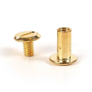 20 vis Chicago dorées - attaches cuir 10 mm x Ø 9,5 mm