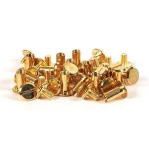 20 vis Chicago dorées - attaches cuir 10 mm x Ø 9,5 mm