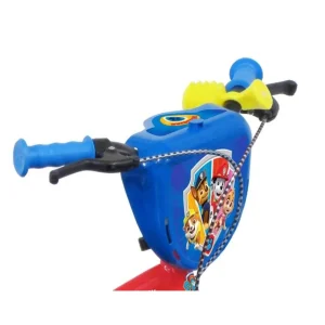 Vélo 12'' Garçon Licence Pat Patrouille pour enfant de 85/100 cm avec stabilisateurs à molettes - Plaque décorative avant - Porte bidon - 2 freins et roues batons
