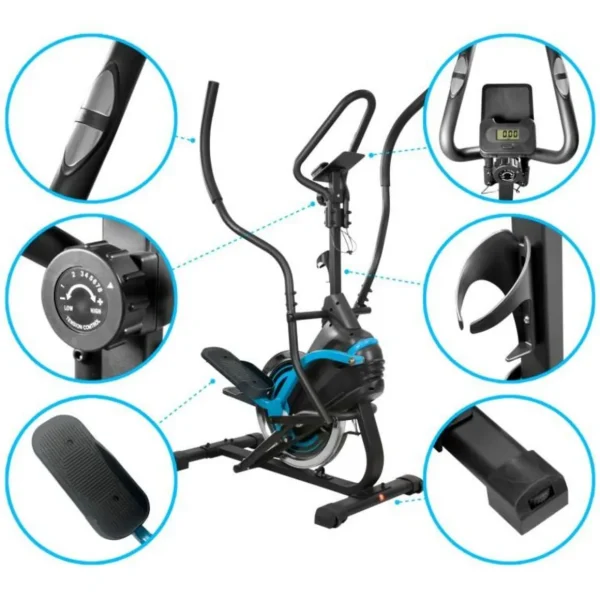 Vélo Elliptique SUPER SMART BIKE Cross trainer - 8 niveaux de résistance magnétique - Roue inertie 7Kg, Ecran d'entraînement
